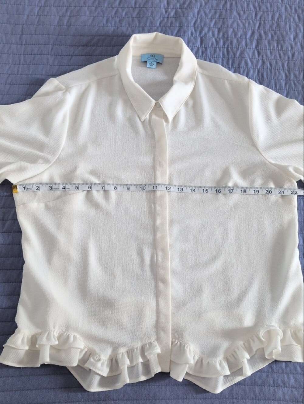 CeCe Cream Ruffle-Hem Button Front Blouse - Picture 5 of 8